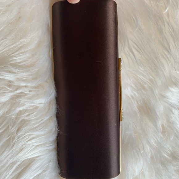 Sarina Brown Satin Clutch - Picture 9 of 10